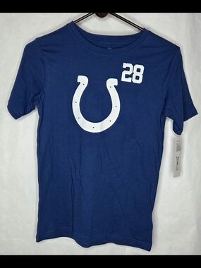 NFL Youth Royal Blue Tee with White Horseshoe and 28